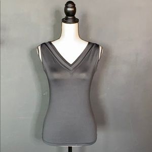 Black v-neck crisscross back top